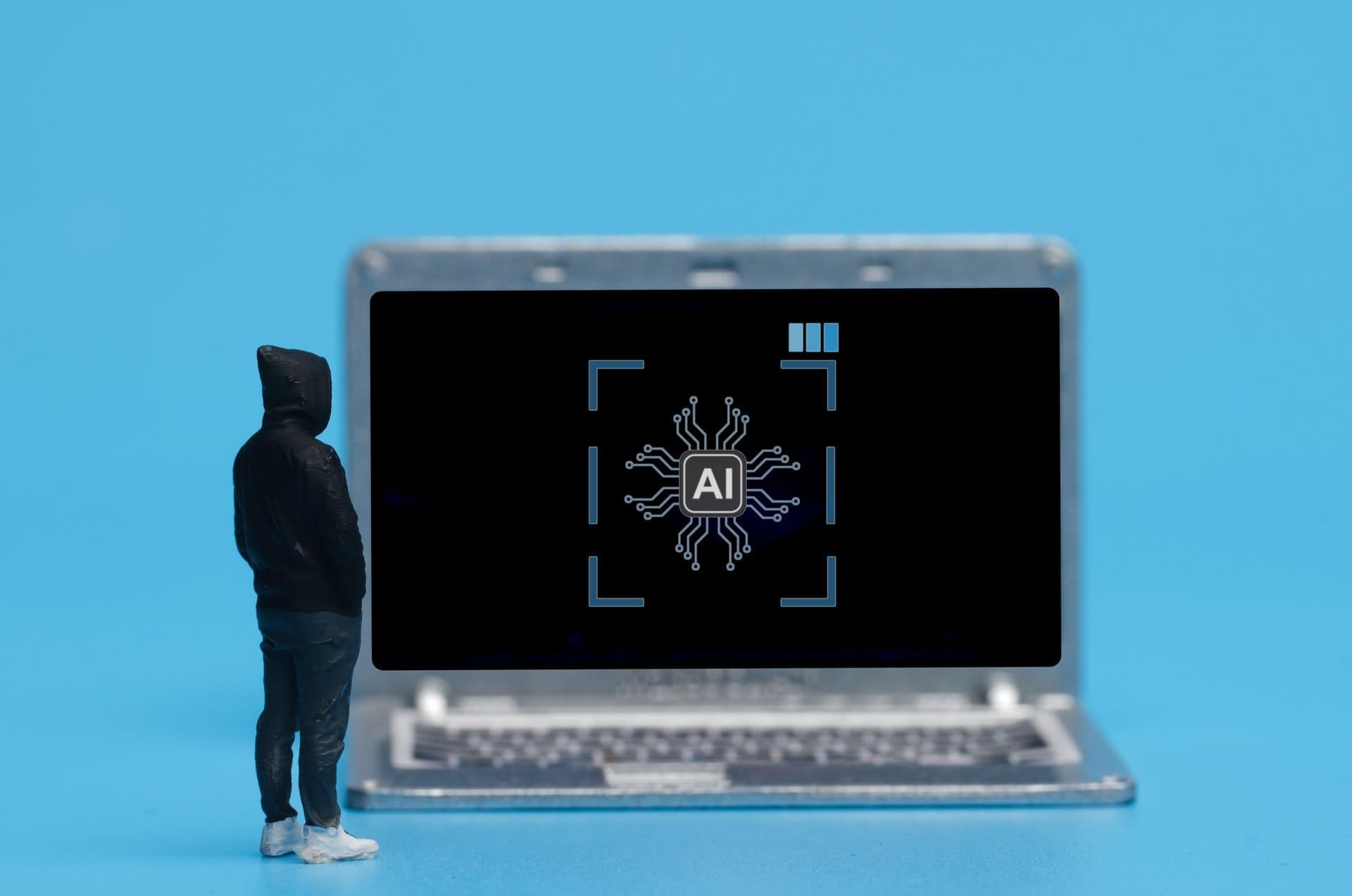 AI processing symbol on a laptop screen representing automated document extraction